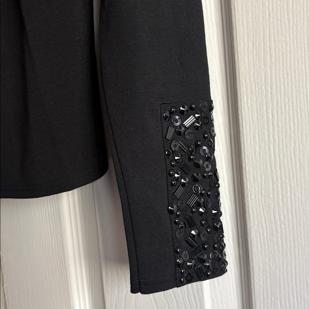 Akris Punto Elegant Black Long Sleeve Embellished Women's Top